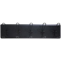 Rustic Wall Mounted 24" (610mm) Coat Rack with 5 Rustic Hooks Solid Pine Wood Black | CaterEq CEGWA316