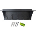 Rustic Wall Mounted 24" (610mm) Coat Rack Shelf with 5 Rustic Hooks Solid Pine Wood Black | CaterEq CEGWA324