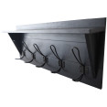 Rustic Wall Mounted 24" (610mm) Coat Rack Shelf with 5 Rustic Hooks Solid Pine Wood Black | CaterEq CEGWA324