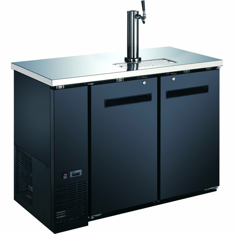 Commercial Direct Draw Beer Dispenser - Twin Door Keg Cooler with Single Beer Tap Black - CEGXX201