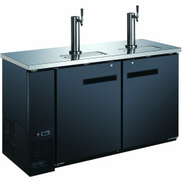 Commercial Direct Draw Beer Dispenser - Twin Door Keg Cooler with Double Beer Tap Black - CEGXX202