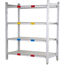 4-Tier Heavy-Duty Polymer Cold Room / Wet Area Shelving Unit - Vented Shelves 1220x350x1620mm | CaterEq CEGZFH1604