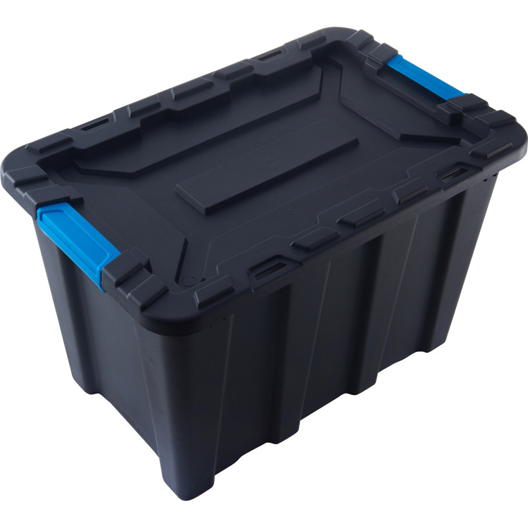 Pack of 8 Plastic Storage Box with Lid 55 litre 590x385x385mm Polypropylene - CEH0055K