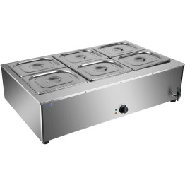 Commercial Electric Bain Marie 6xGN1/2 3000W Countertop 1080x750x275mm | CaterEq CEHB1080
