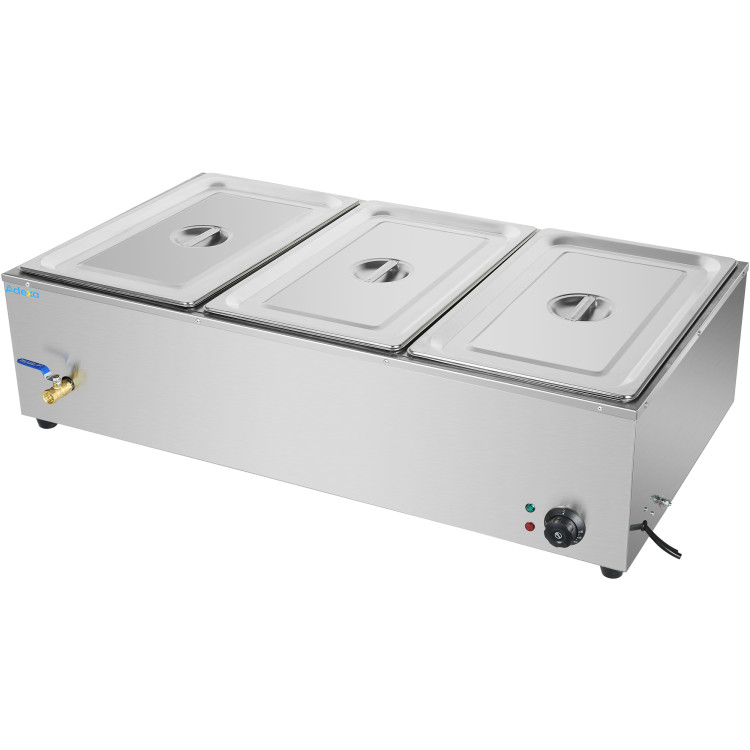 B GRADE Commercial XL Bain Marie with Drain Tap 3xGN1/1 1040x560x280mm | CaterEq HB3XL B GRADE 