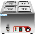 Commercial Bain Marie with Drain Tap 4xGN1/4 Including 4 containers with lid - CEHB4