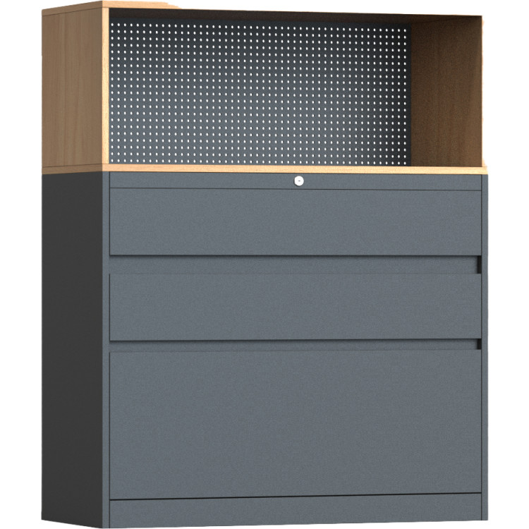 Professional Knock-Down Metal Storage Cabinet 3-Drawers Wooden Effect Dark Grey 900x390x1120mm | CaterEq CEHDCZHB2 Professional Knock-Down Metal Storage Cabinet 3-Drawers Wooden Effect Dark Grey 900x390x1120mm | CaterEq CEHDCZHB2
