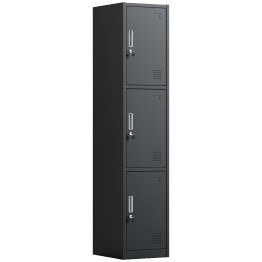Commercial Black 3 Door Locker 380x450x1800mm | CaterEq CEHDGZ03BLACK Commercial Black 3 Door Locker 380x450x1800mm | CaterEq CEHDGZ03BLACK