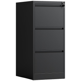 Professional 3 Drawer Filing Cabinet 460 x 600 x 1015mm Black | CaterEq CEHDKF03BLACK