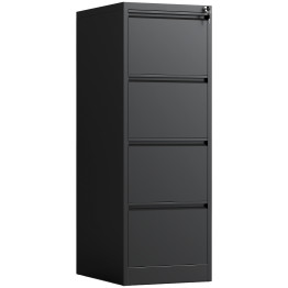 Professional 4 Drawer Filing Cabinet 460 x 600 x 1315mm Black | CaterEq CEHDKF04BLACK