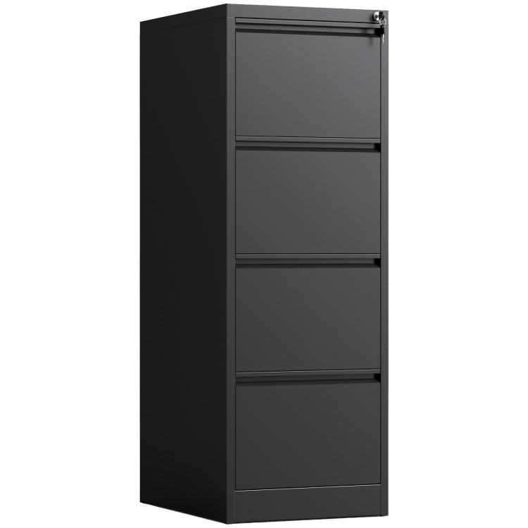 Professional 4 Drawer Filing Cabinet 460 x 600 x 1315mm Black | CaterEq CEHDKF04BLACK