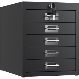 Professional 5-Drawer Lockable Metal Storage Cabinet 280x425x342mm Black| CaterEq CEHDKS05LOCKBLACK