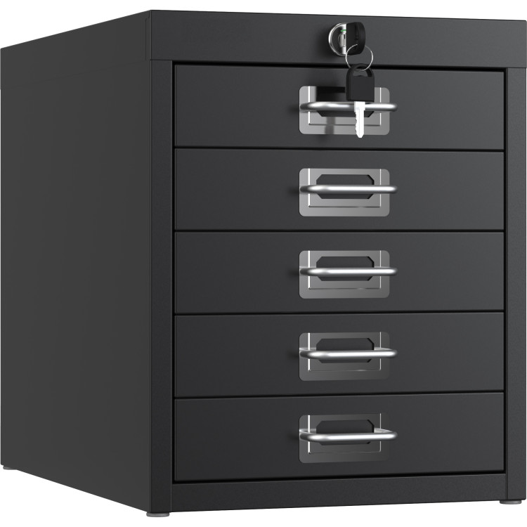 Professional 5-Drawer Lockable Metal Storage Cabinet 280x425x342mm Black| CaterEq CEHDKS05LOCKBLACK