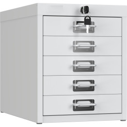B GRADE Professional 5-Drawer Lockable Metal Storage Cabinet 280x425x342mm White| CaterEq HDKS05LOCKWHITE B GRADE