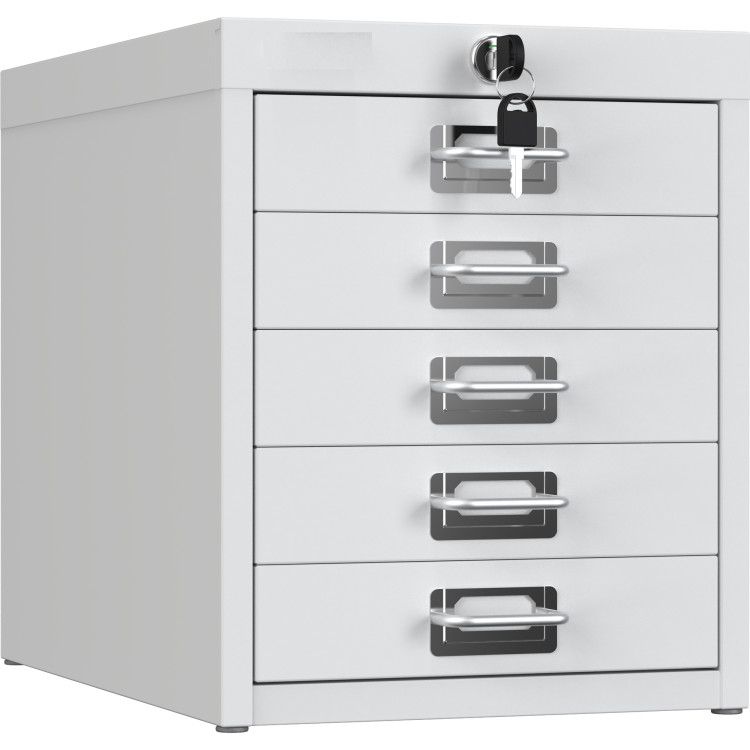 Professional 5-Drawer Lockable Metal Storage Cabinet 280x425x342mm White| CaterEq CEHDKS05LOCKWHITE