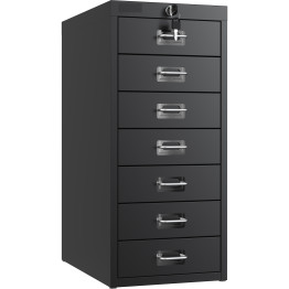 Professional 7-Drawer Lockable Metal Storage Cabinet 280x425x627mm Black| CaterEq CEHDKS07LOCKBLACK