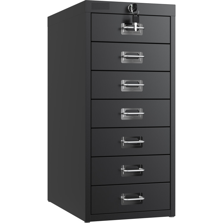Professional 7-Drawer Lockable Metal Storage Cabinet 280x425x627mm Black| CaterEq CEHDKS07LOCKBLACK