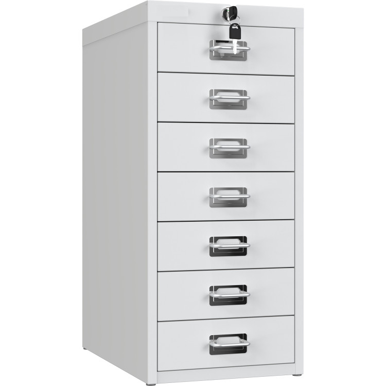 Professional 7-Drawer Lockable Metal Storage Cabinet 280x425x627mm White | CaterEq CEHDKS07LOCKWHITE
