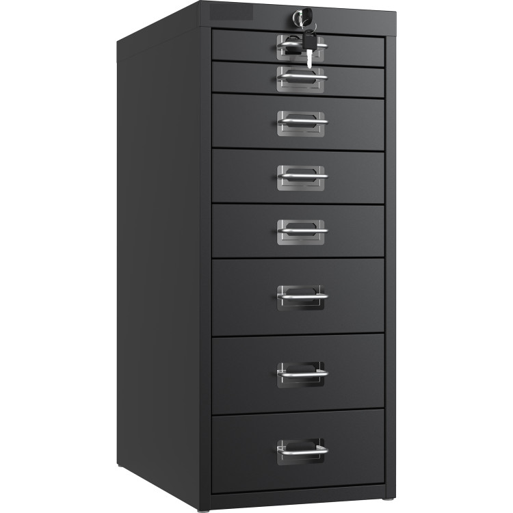 Professional 8-Drawer Lockable Metal Storage Cabinet 280x425x665mm Black| CaterEq CEHDKS08LOCKBLACK