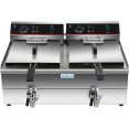 Commercial Fryer Double Electric 2x10 litre 6kW Countertop Drainage tap - CEHEF102V