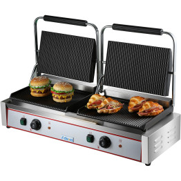 Heavy Duty Twin XL Panini Contact grill Ribbed 4.4kW Dual Zone - CEHEG813E Heavy Duty Twin XL Panini Contact grill Ribbed 4.4kW Dual Zone - CEHEG813E