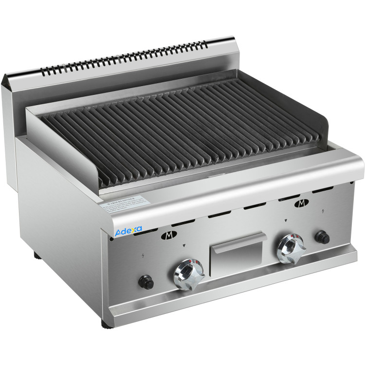 Commercial Gas Lava rock Grill 2 zones Countertop - CEHGL607 Commercial Gas Lava rock Grill 2 zones Countertop - CEHGL607