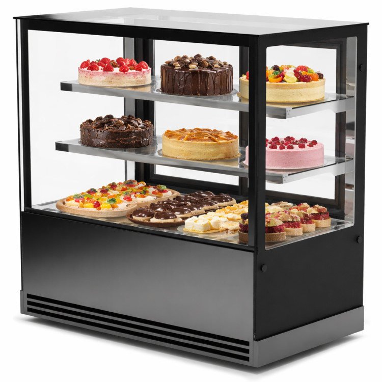 Cake Display Showcase 1000mm 2 Shelves Black | CaterEq CEHL1000ER2B