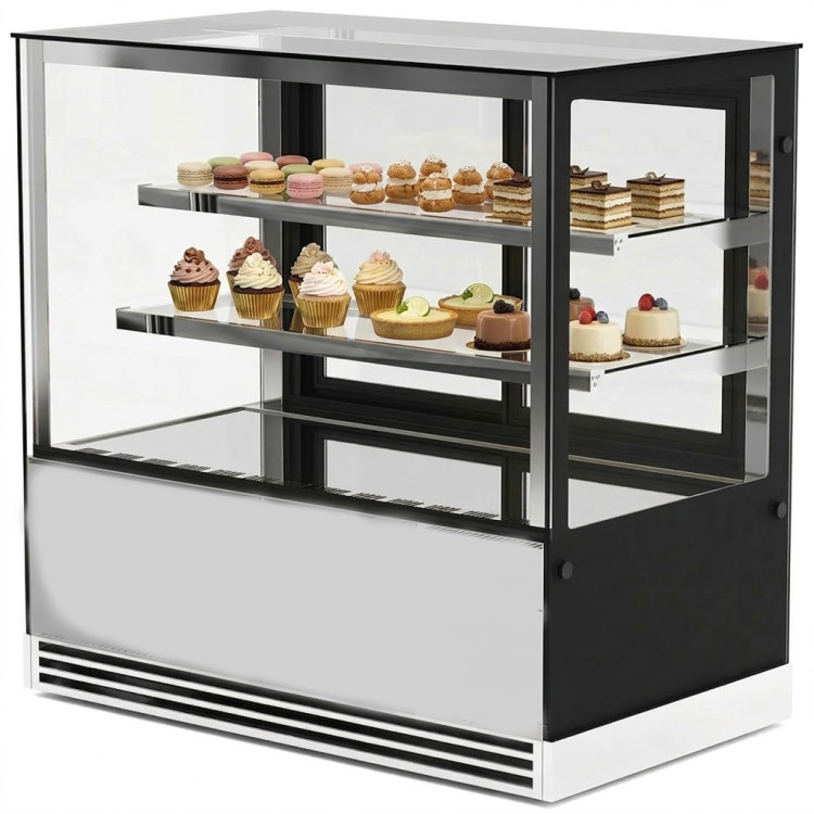 Cake Display Showcase 1000mm 2 Shelves Black & Stainless Steel | CaterEq CEHL1000ER2