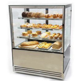 Cake Display Showcase 1000mm 3 Shelves Black & Stainless Steel | CaterEq CEHL1000ER3