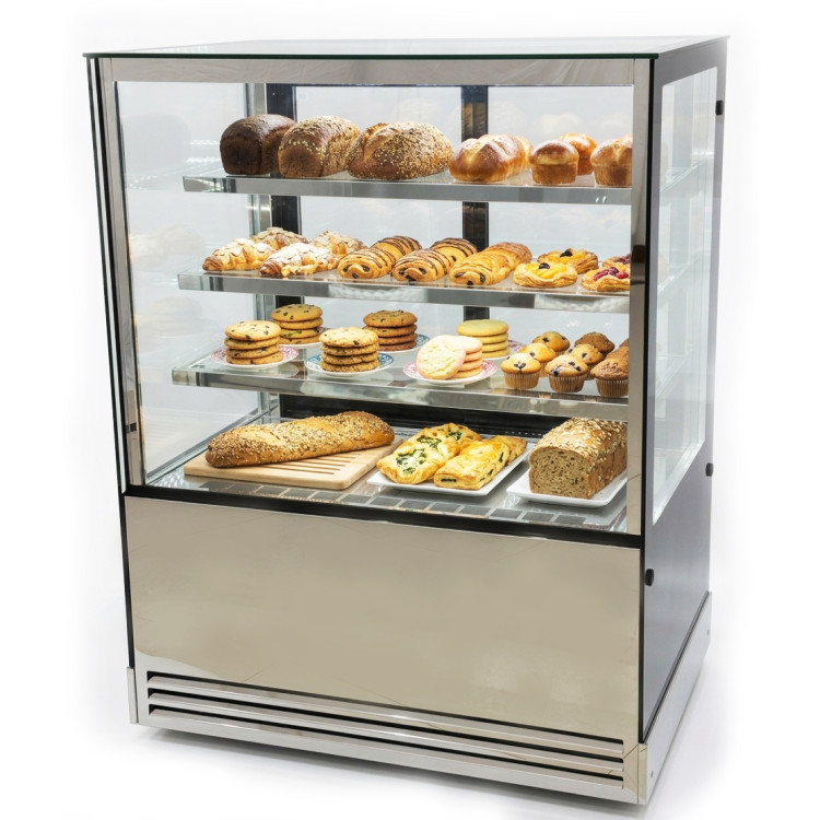 Cake Display Showcase 1000mm 3 Shelves Black & Stainless Steel | CaterEq CEHL1000ER3