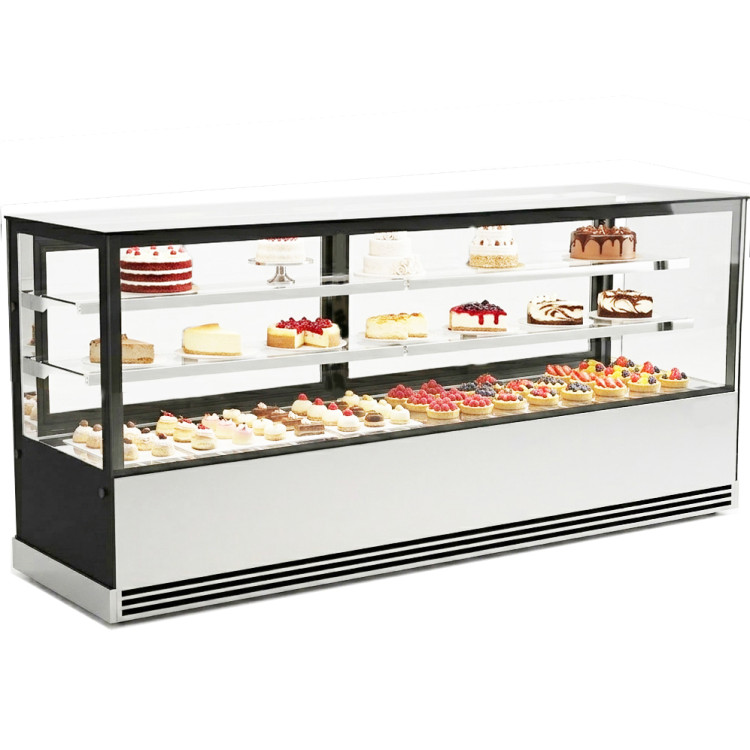 Cake Display Showcase 2000mm 2 Shelves Black  & Stainless Steel | CaterEq CEHL2000ER2