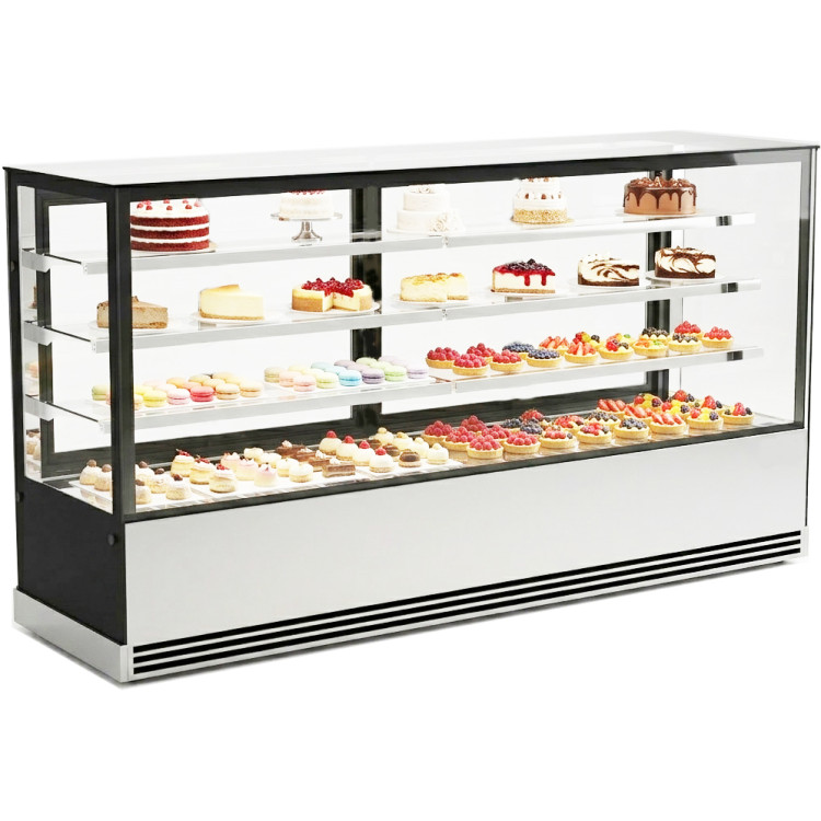 Cake Display Showcase 2000mm 3 Shelves Black & Stainless Steel | CaterEq CEHL2000ER3