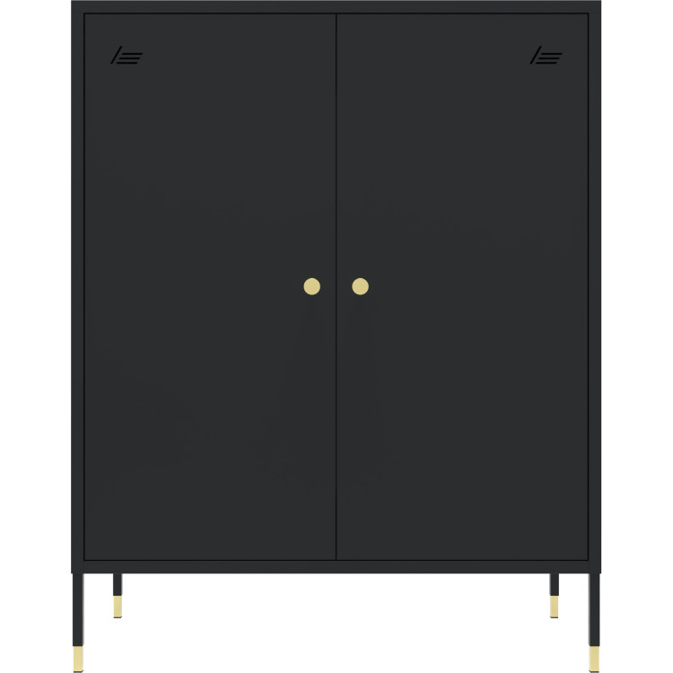 Metal Storage Cabinet 2 Doors & 2 Shelves 800x400x1015mm Black - CEHMA09
