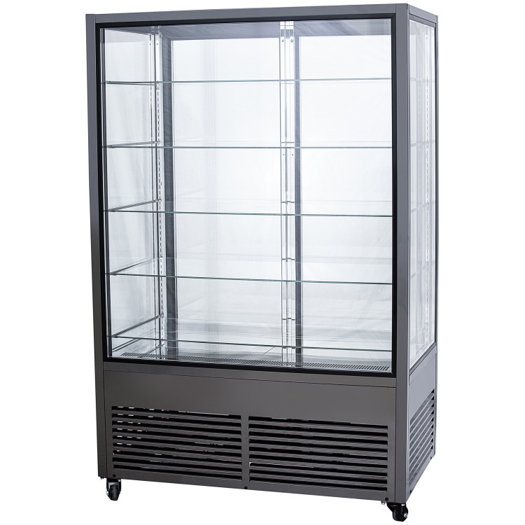 Commercial Upright Chilled Display Case 5 Glass Shelves 1250x695x1900mm Black | CaterEq CEHNTK204BLACK