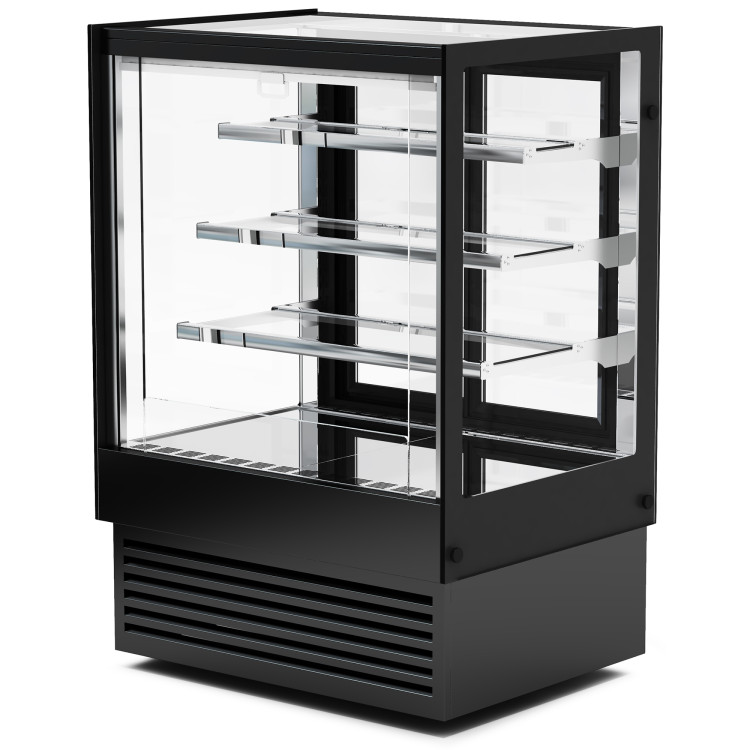 Commercial Upright Chilled Display Case 3 Glass Shelves 900x700x1300mm Black | CaterEq CEHNTK208BLACK