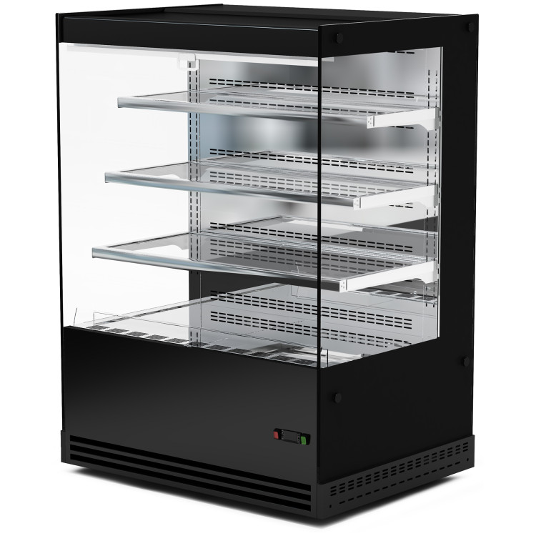 Commercial Upright Chilled Display Case 3 Glass Shelves 1000x740x1380mm Black | CaterEq CEHNTK218BLACK