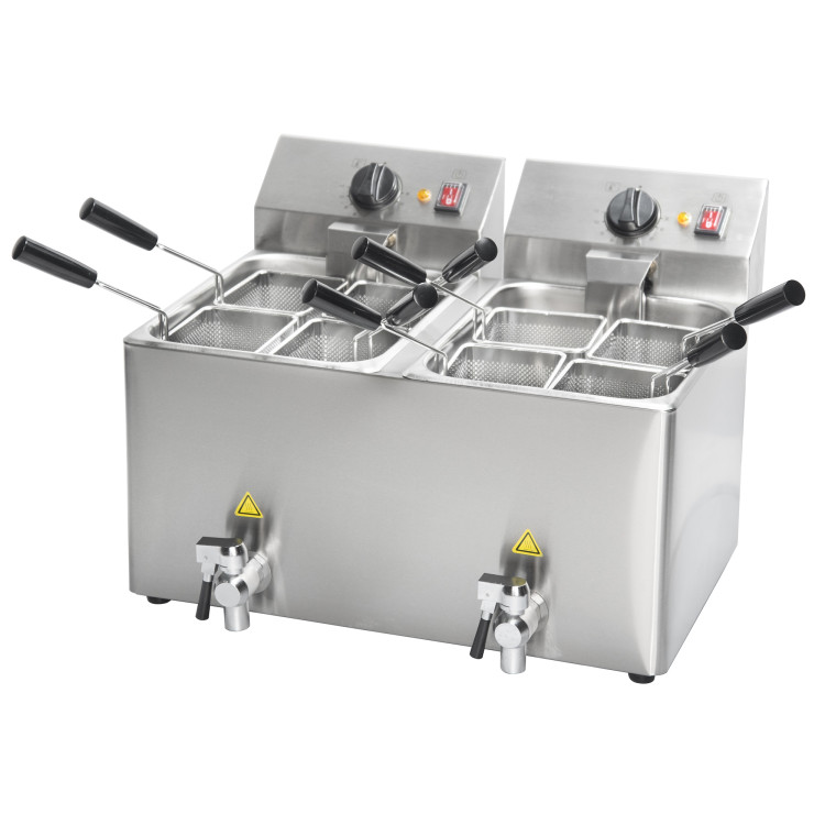 Commercial Electric 16L Double-Tank Table-Top Pasta Boiler with 8 Baskets and 2 Drain Taps 748×475×455mm | CaterEq CEHP88CT