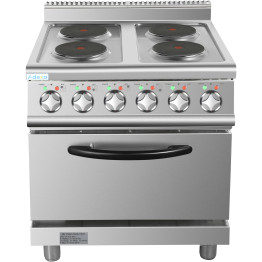 Commercial Electric Cooker 4 Burners with Electric Oven 8kW+4.8kW 700mm Depth - CEHRQ712A