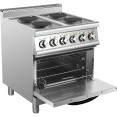 Commercial Electric Cooker 4 Burners with Electric Oven 8kW+4.8kW 700mm Depth - CEHRQ712A Commercial Electric Cooker 4 Burners with Electric Oven 8kW+4.8kW 700mm Depth - CEHRQ712A