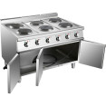 Commercial Electric Cooker 6 Burners with Cabinet Base 6x2kW 700mm Depth - CEHRQ762