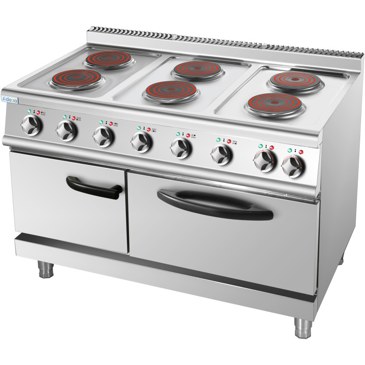 Commercial Electric Cooker 6 Burners (6x2000W) with Electric Oven (4800W) 1050x700x920xmm 380V - CEHRQ762A