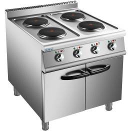 Commercial Electric Cooker 4 Burners with Cabinet Base 10.4kW 900mm Depth - CEHRQ912