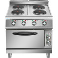 Commercial Electric Cooker 4 Burners with Electric Oven 10.4kW+4.8kW 900mm Depth - CEHRQ912A