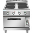 Commercial Electric Cooker 4 Square Burners with Electric Oven 16kW+4.8kW 900mm Depth - CEHSQ912B