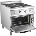 Commercial Electric Cooker 4 Square Burners with Electric Oven 16kW+4.8kW 900mm Depth - CEHSQ912B