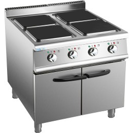 Commercial Electric Cooker 4 Square Burners with Cabinet 16kW 900mm Depth - CEHSQ912C