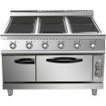 Commercial Electric Cooker 6 Square Burners with Electric Oven 24kW+4.8kW 900mm Depth - CEHSQ962B