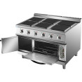 Commercial Electric Cooker 6 Square Burners with Electric Oven 24kW+4.8kW 900mm Depth - CEHSQ962B