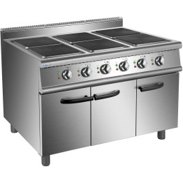 Commercial Electric Cooker 6 Square Burners with Cabinet Base 900mm Depth - CEHSQ962C