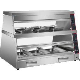 Commercial Two-Tier Heated Showcase Food and Chicken Warmer 1200x760x860mm Countertop Dry Heat and Wet Heat - CEHW6PB Commercial Two-Tier Heated Showcase Food and Chicken Warmer 1200x760x860mm Countertop Dry Heat and Wet Heat - CEHW6PB